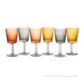 Crosshatch stripe etched colored wine glasses goblet